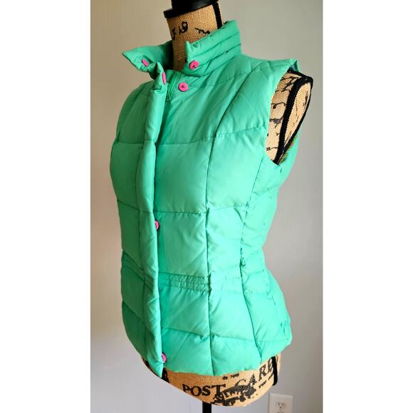 Lilly Pulitzer Down Puffer  Mint Green Vest, Tropical lining design, Sz XS - Picture 2 of 16